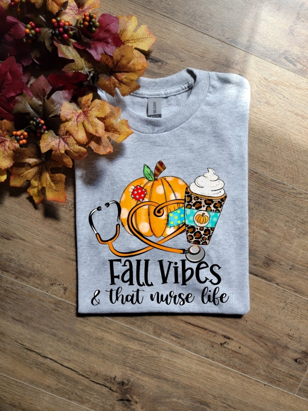Nurse Tshirt Fall Vibes Trendy Fall Womens Graphic Tee
